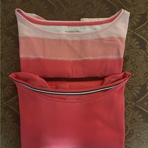 Two Talbots three quarter sleeves Pima cotton Tees in Pink and pink stripe